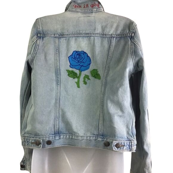 Levi’s Distressed & Embroidered Denim Jean Jacket - Picture 1 of 10